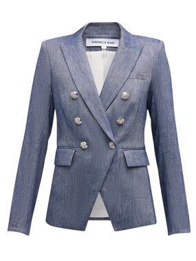 VERONICA BEARD Miller Dickey Jacket Double-Breasted Blazer New Blue
